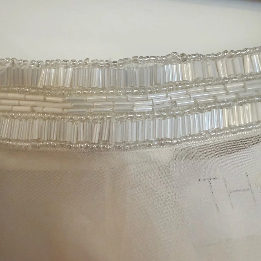 Theia Bridal Tulle Over Skirt Ivory Silk Beaded Waistband Belt Womens size 10